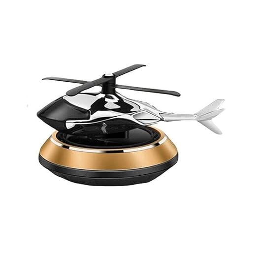 SOLAR - "HELI-FRAGRANCE DIFFUSION" Helicopter Air Freshener Car Aroma Diffuser (Gold)