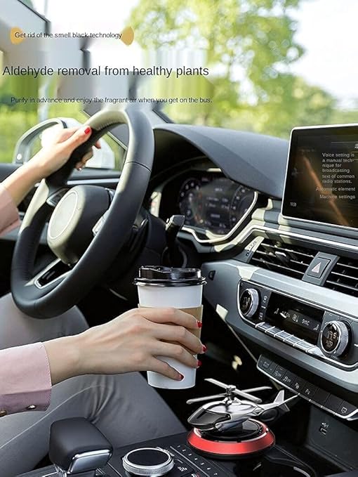 SOLAR - "HELI-FRAGRANCE DIFFUSION" Helicopter Air Freshener Car Aroma Diffuser (Gold)